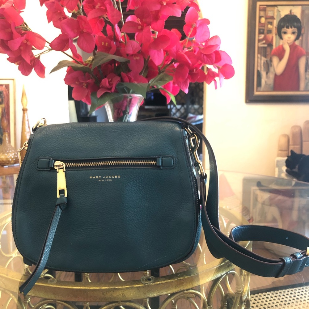 RARE! Teal Marc Jacobs Recruit Nomad (Large Saddle) crossbody bag